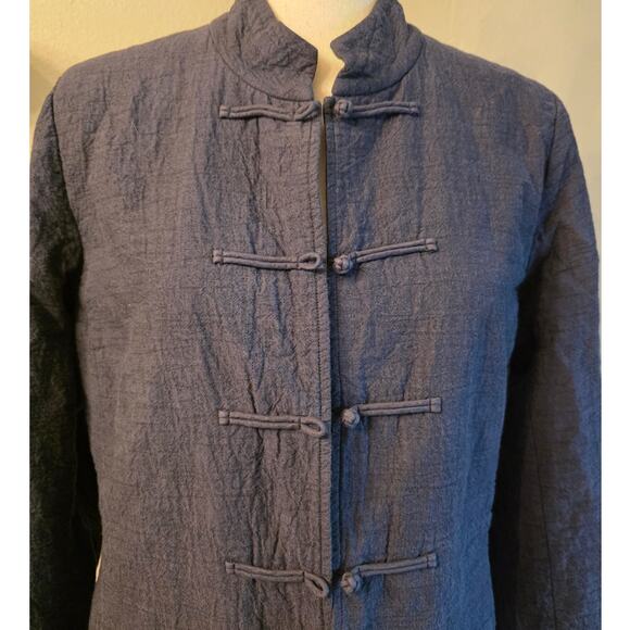 Eileen Fisher Women's Navy Asian Inspired Jacket SZ Medium Designer Minimalist - Picture 3 of 7